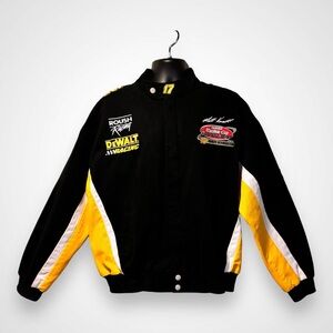 Vintage NASCAR Black Racing Jacket 2003 Winston Cup Champ Matt Kenneth Men's L
